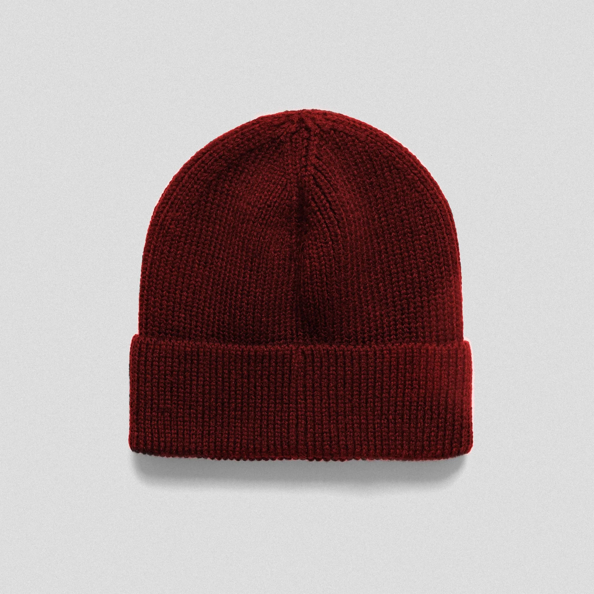 Ribbed Knit Skull Beanie - Maroon - Image 2